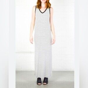 ATM Anthony Thomas Melillo Striped Jersey V-Neck Shirt Dress- Size Large